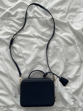 Italic Navy Structured Crossbody Bag with Top Handle
